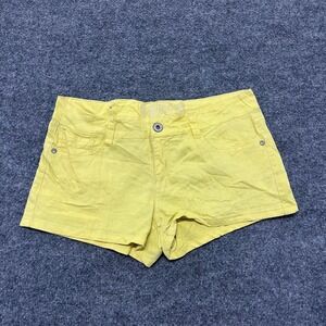 Truce Shorts Womens Size 11 Yellow Denim Stretch Casual Mini Summer Rhinestone